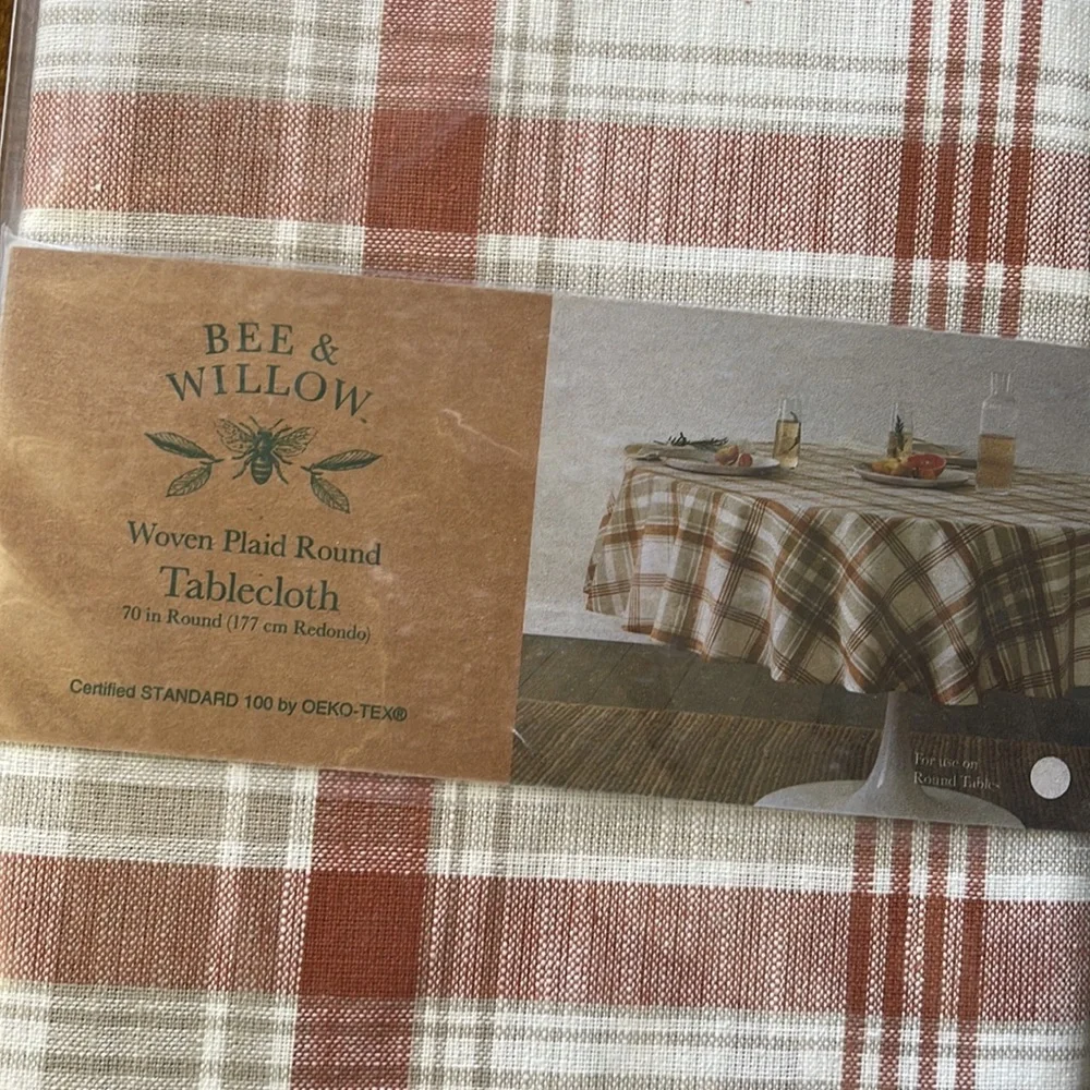 Bee & Willow Woven Autumn Plaid Fabric Tablecloth 70